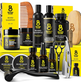 The Beard Club Ultimate Beard Growth Kit front view with all products displayed