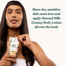 The Body Shop Almond Milk and Honey Body Lotion application on skin