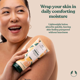 The Body Shop Almond Milk and Honey Body Lotion in a lifestyle setting