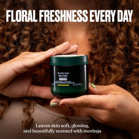The Body Shop Moringa Body Yogurt 240g on a bathroom shelf
