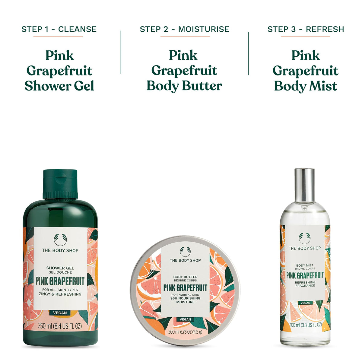 The Body Shop Pink Grapefruit Body Butter 240g lid open