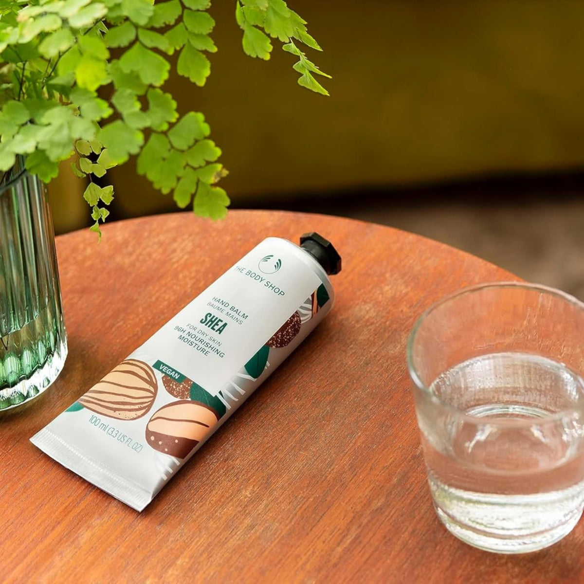 The Body Shop Shea Hand Balm application on hands