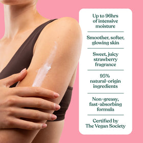 The Body Shop Strawberry Body Butter 240g in lifestyle setting