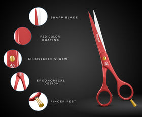 THE CUT - FACTORY - 6.5” Professional Hair Scissors, Red handle detail