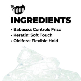The Doux BIG POPPA Curl Defining Gel 12 oz on a bathroom shelf
