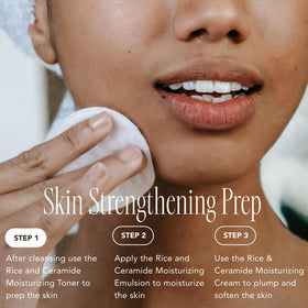 The Face Shop Rice Ceramide Moisturizing Toner with rice grains background