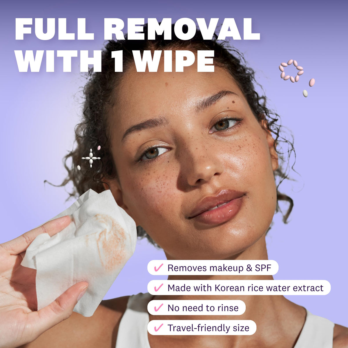 The Face Shop Rice Water Bright Cleansing Wipes on a bathroom counter
