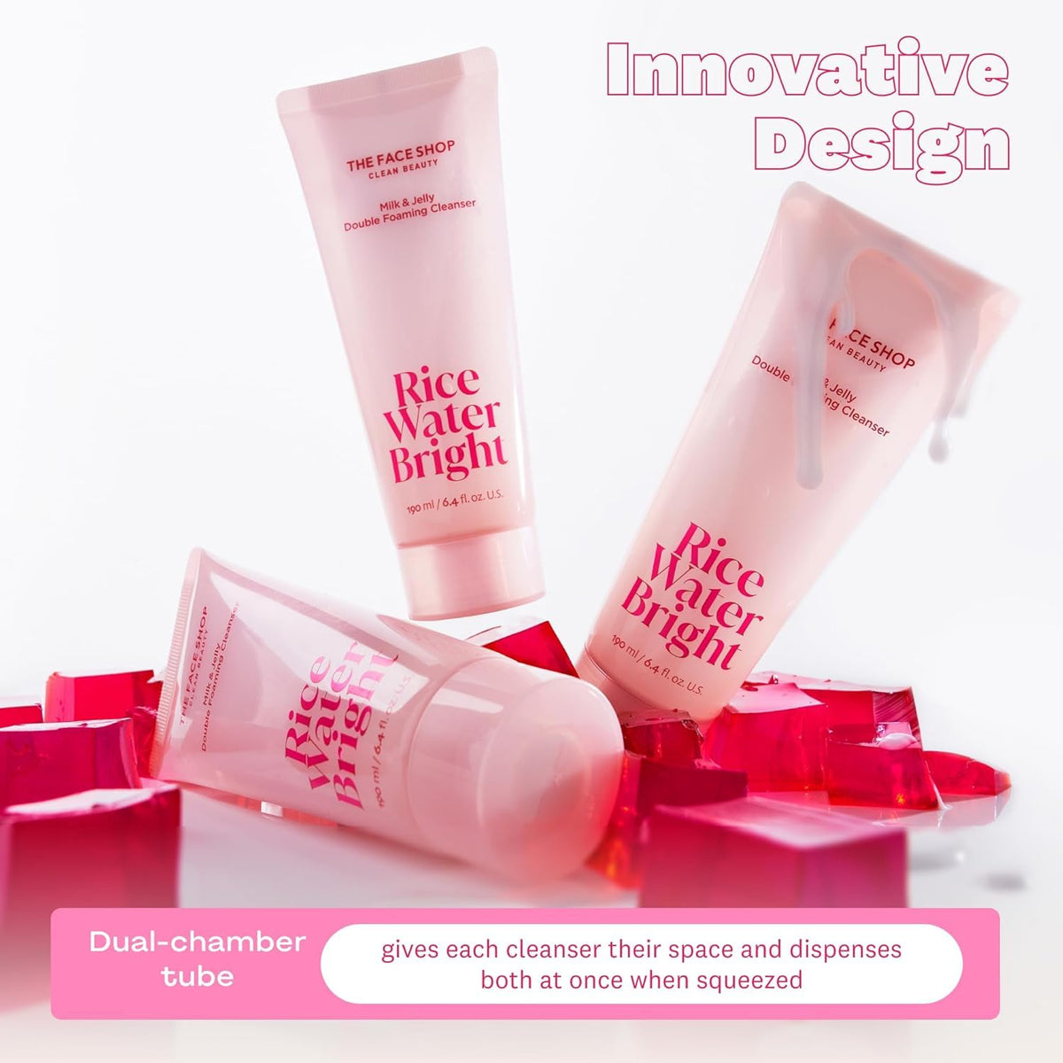 The Face Shop Rice Water Bright Double Cleanser application on skin