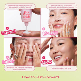 The Face Shop Rice Water Bright Double Cleanser in a bathroom setting