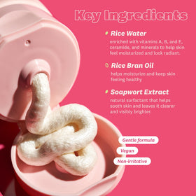The Face Shop Rice Water Bright Foaming Cleanser application on skin