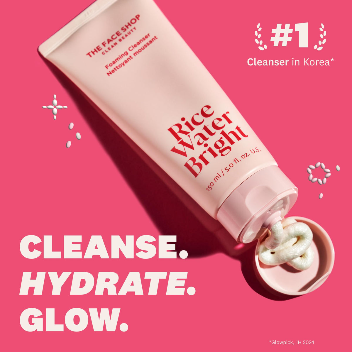 The Face Shop Rice Water Bright Foaming Cleanser back view