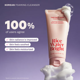 The Face Shop Rice Water Bright Foaming Cleanser creamy foam texture