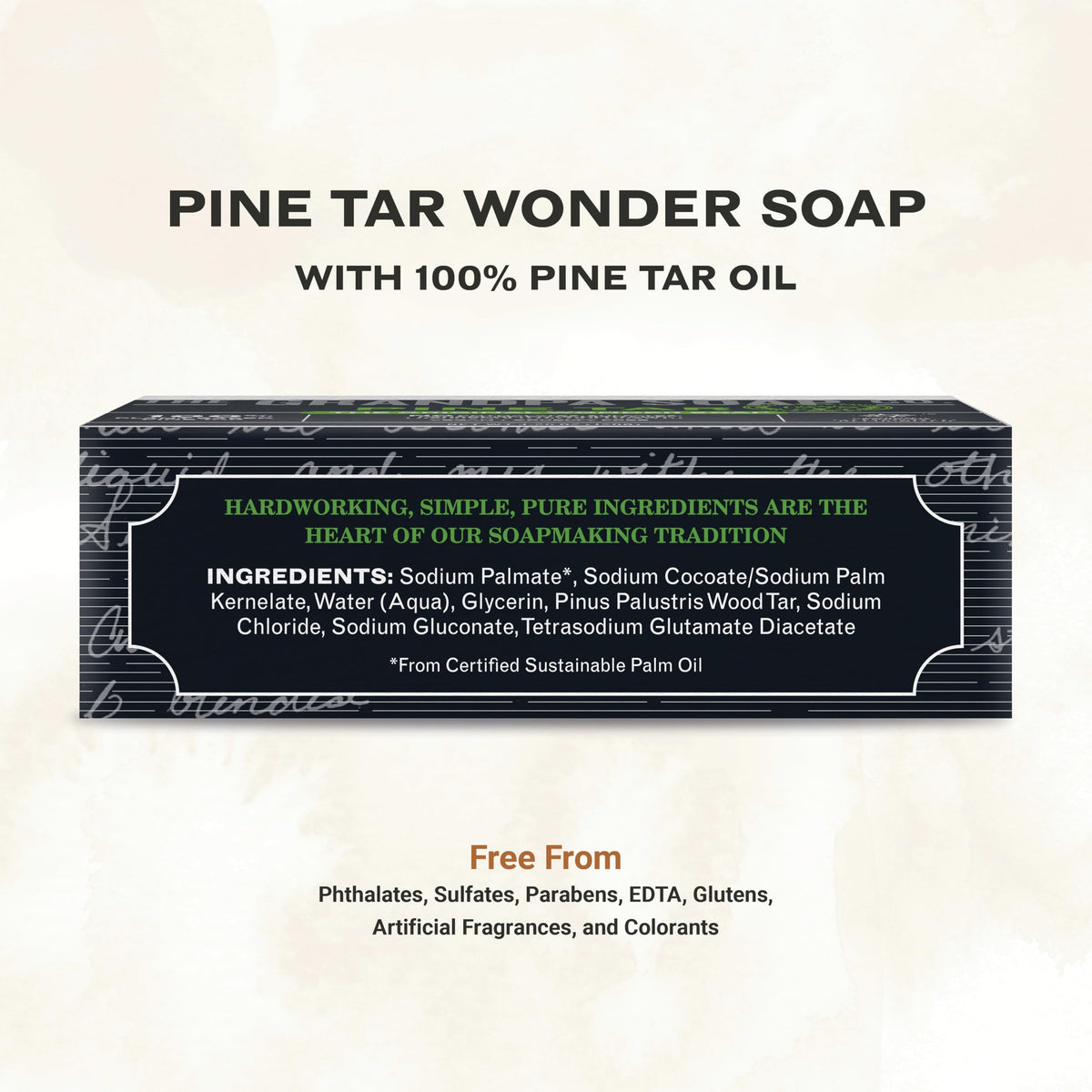 The Grandpa Soap Company Pine Tar Bar Soap side view showing texture