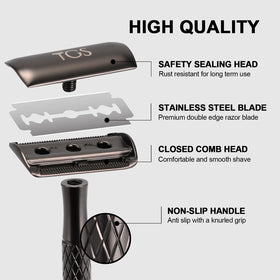 THE GROOMING SOCIETY Single Blade Safety Razor close-up of blade