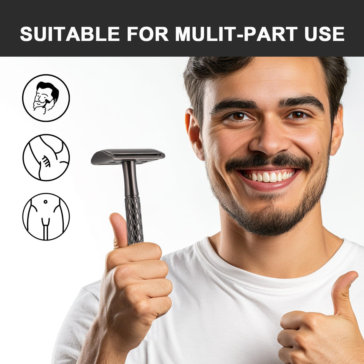 THE GROOMING SOCIETY Single Blade Safety Razor with silicone cover