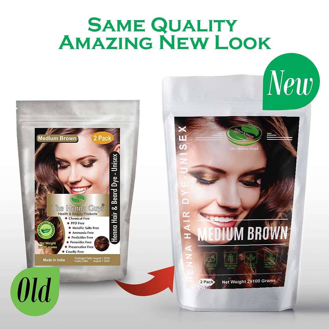 The Henna Guys Medium Brown Henna Hair Dye application on hair
