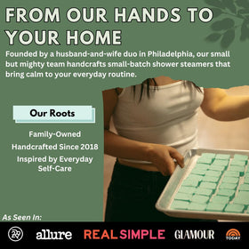 The Herbal Zen Shower Steamer with ingredients list on packaging