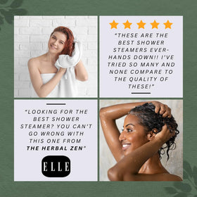 The Herbal Zen Shower Steamers displayed in a bathroom setting