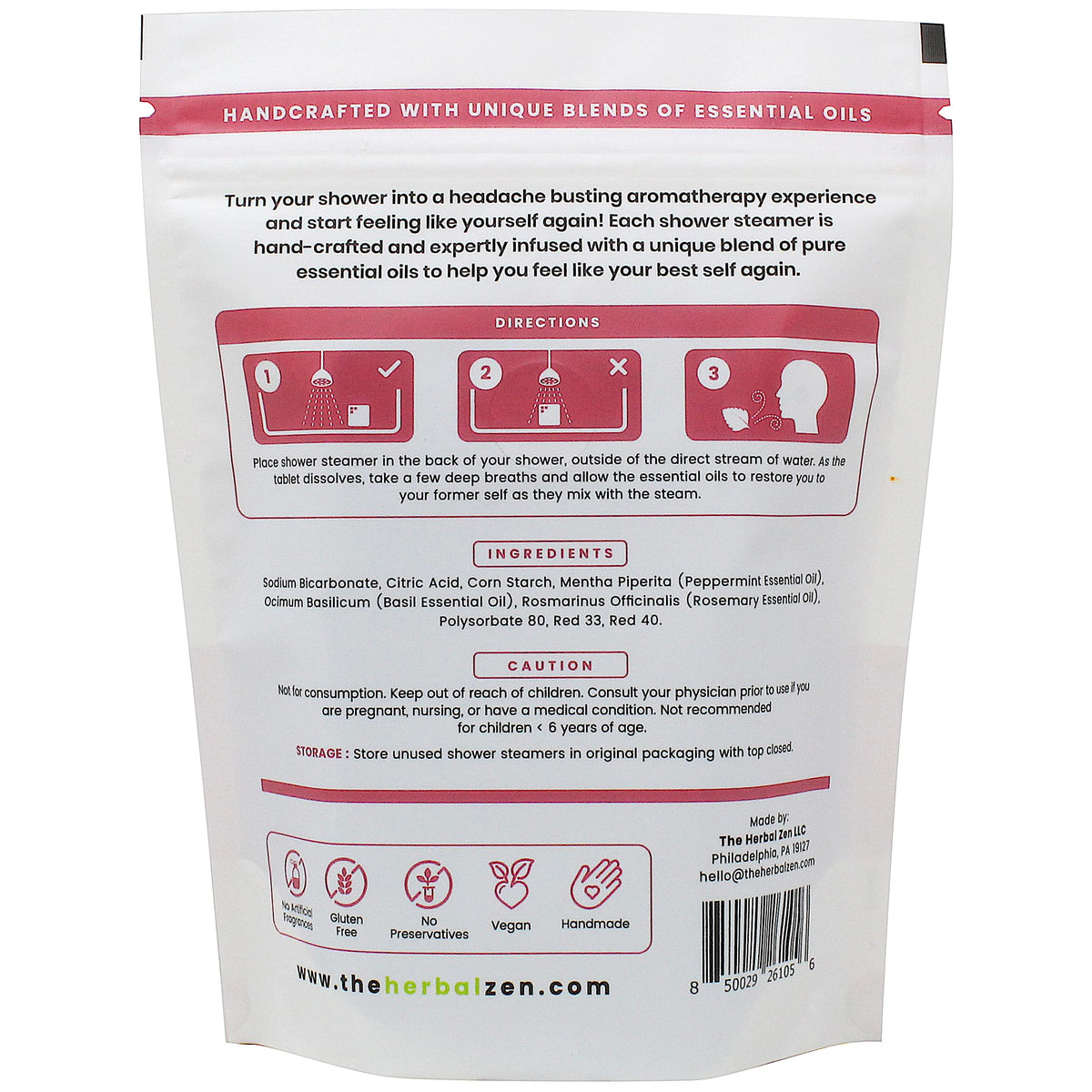 The Herbal Zen Shower Steamers in a gift box presentation