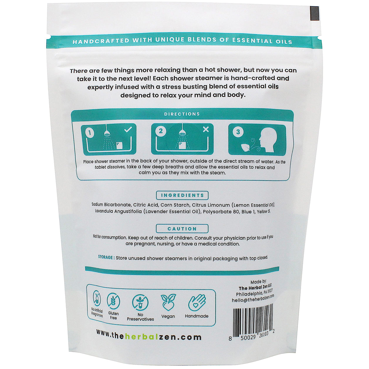 The Herbal Zen Shower Steamers in a gift box presentation