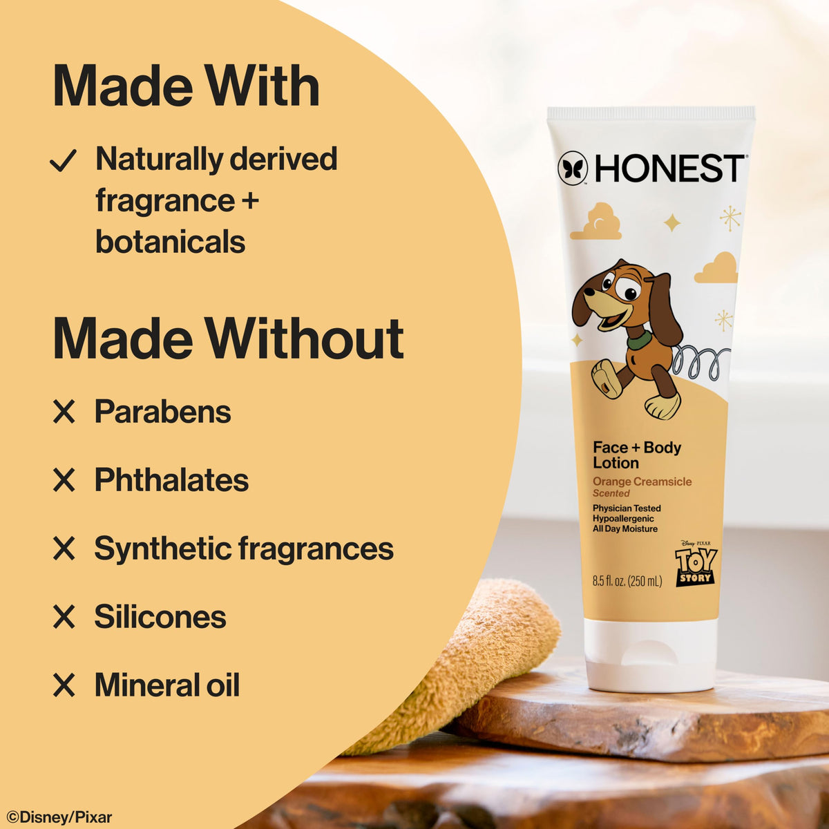 The Honest Company Body Lotion Toy Story Orange Creamsicle texture close-up