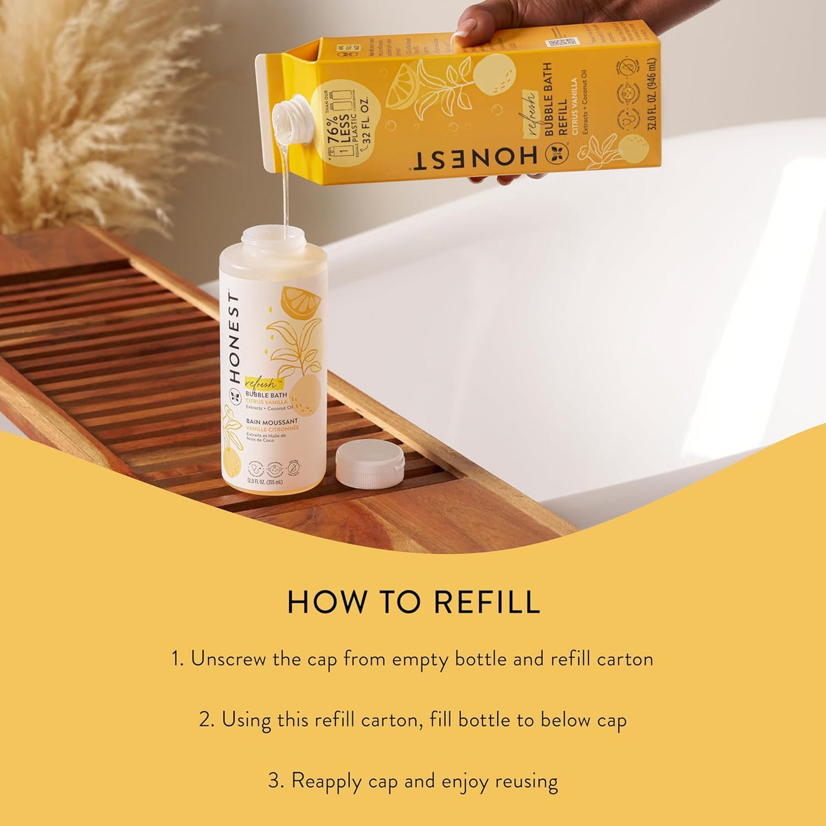 The Honest Company Bubble Bath 32 oz Citrus Vanilla close-up of ingredients