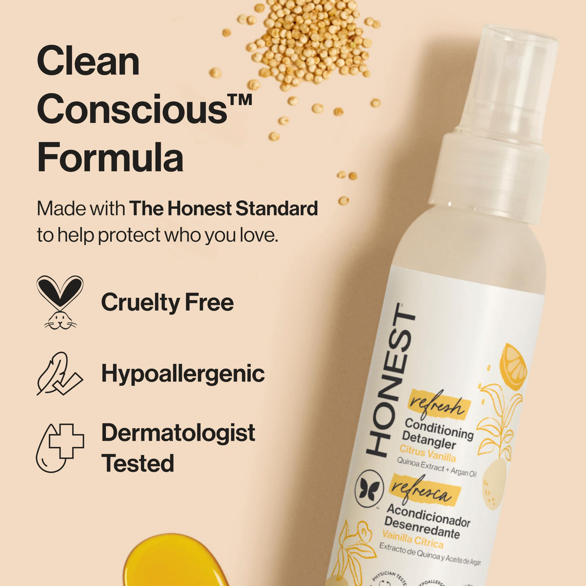 The Honest Company Hair Detangler Citrus Vanilla 4 fl oz lifestyle scene