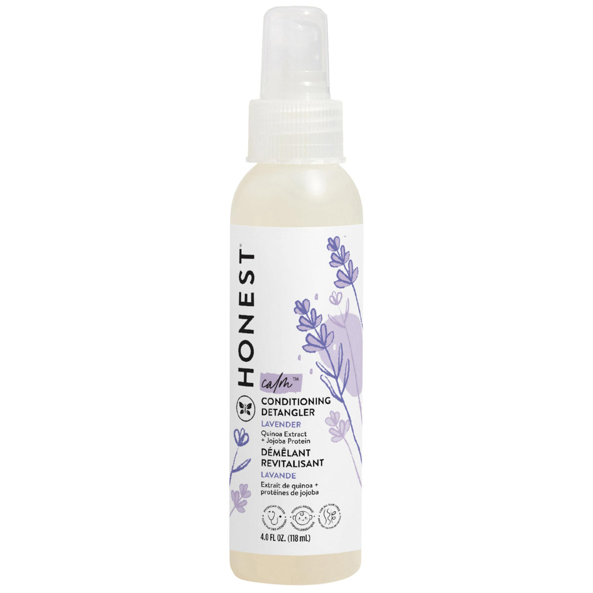 The Honest Company Hair Detangler Lavender Calm 4 fl oz front view