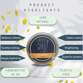 The Ilex Wood Calendula Natural Salve with lavender flowers