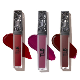 The Lip Bar Liquid Matte Lipstick 3 Pack front view with Bawse Lady, Muse, and Rebel