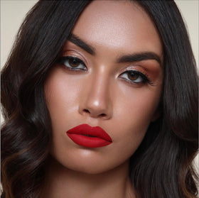 The Lip Bar Nonstop Liquid Matte Lipstick Hot Mama on model lips