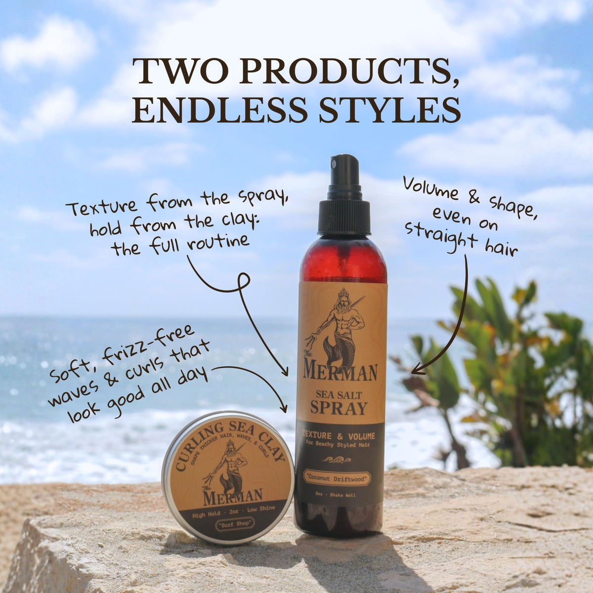 The Merman Sea Salt Spray with coconut driftwood scent