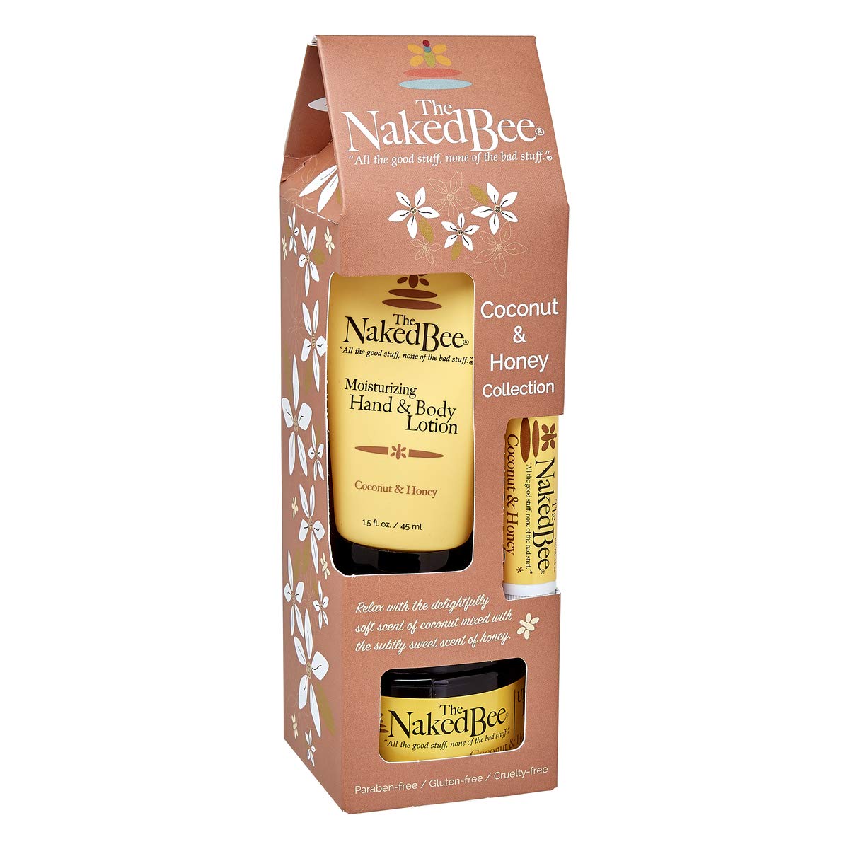 The Naked Bee Coconut & Honey Collection 3 Piece Set with lotion, lip balm, and body butter