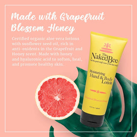 The Naked Bee Grapefruit Blossom Honey Lotion back view with ingredients
