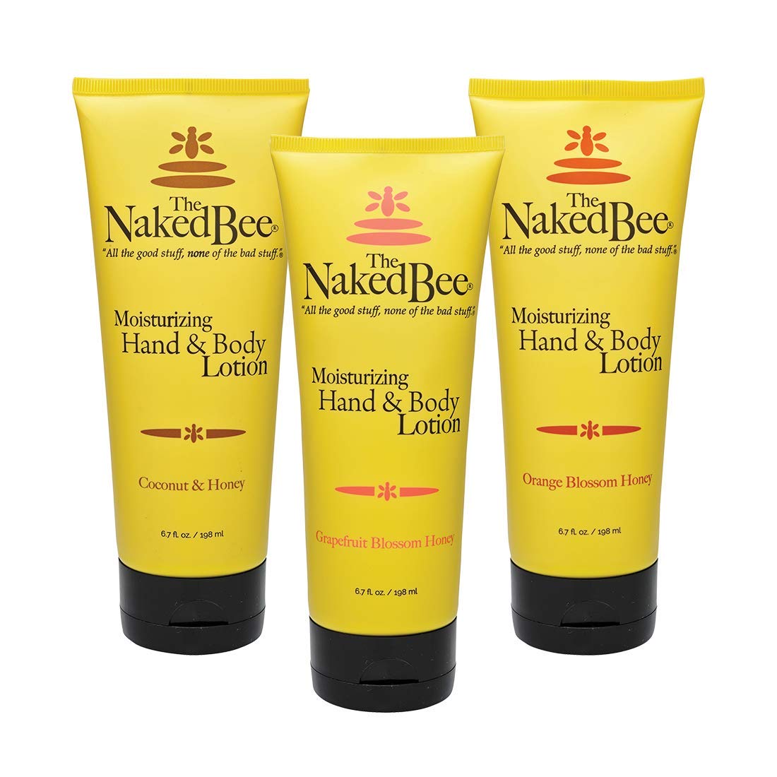 The Naked Bee Hand & Body Lotion 3 Pack with Orange Blossom Honey, Grapefruit Blossom Honey, and Coconut Honey