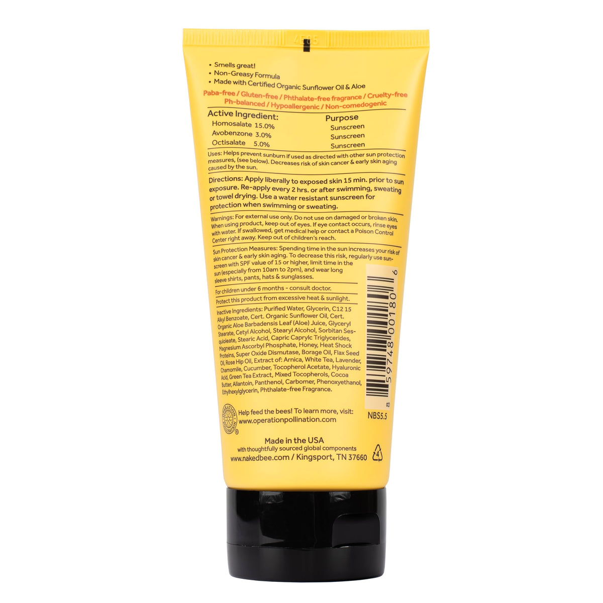 The Naked Bee Vitamin C Sunscreen packaging close-up