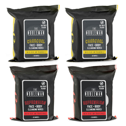 The Nobleman Aloe Infused Cleansing Wipes 4-Pack front view