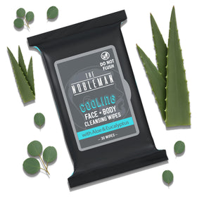The Nobleman Cooling Cleansing Wipes opened showing cloth texture