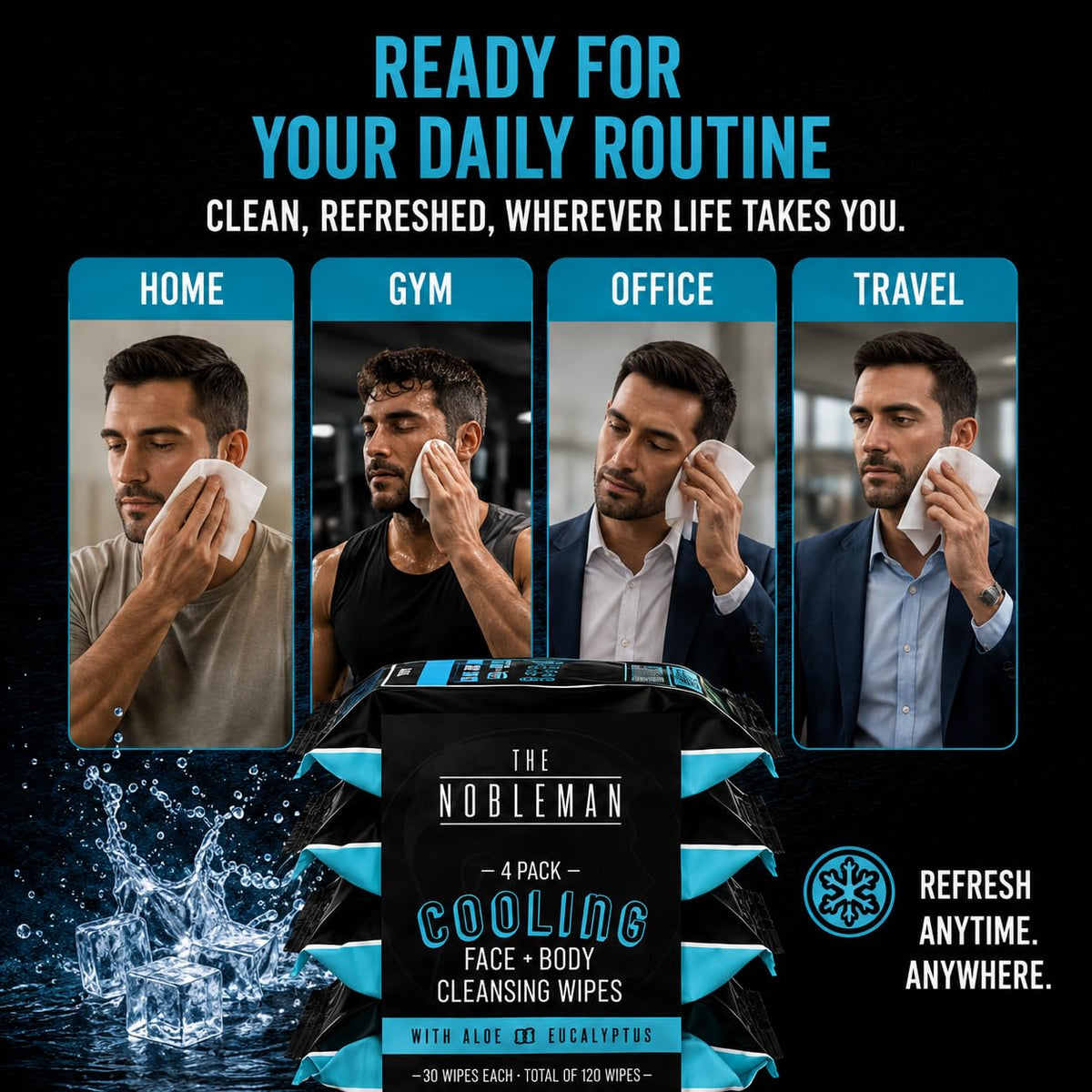 The Nobleman Cooling Cleansing Wipes outdoors on a picnic table