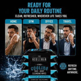 The Nobleman Cooling Cleansing Wipes outdoors on a picnic table