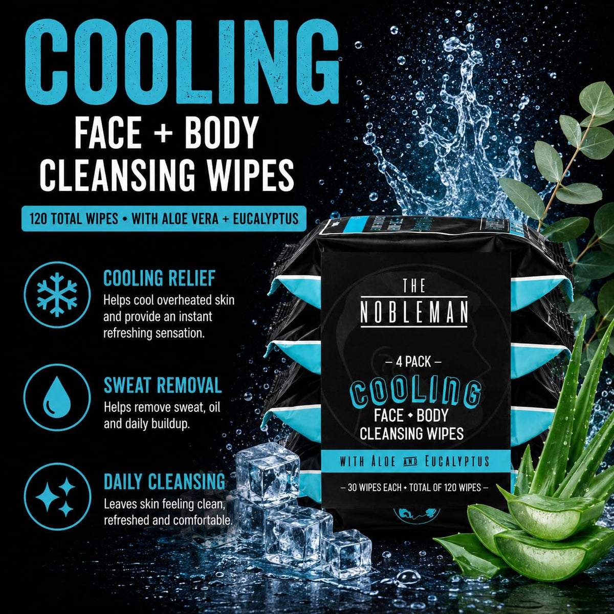 The Nobleman Cooling Cleansing Wipes packaging side view