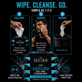 The Nobleman Cooling Cleansing Wipes with eucalyptus leaves
