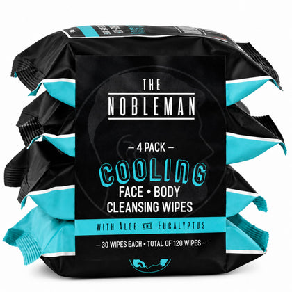 The Nobleman Cooling Face + Body Cleansing Wipes front view, 120 count