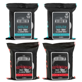 The Nobleman Cooling Face + Body Cleansing Wipes front view with packaging