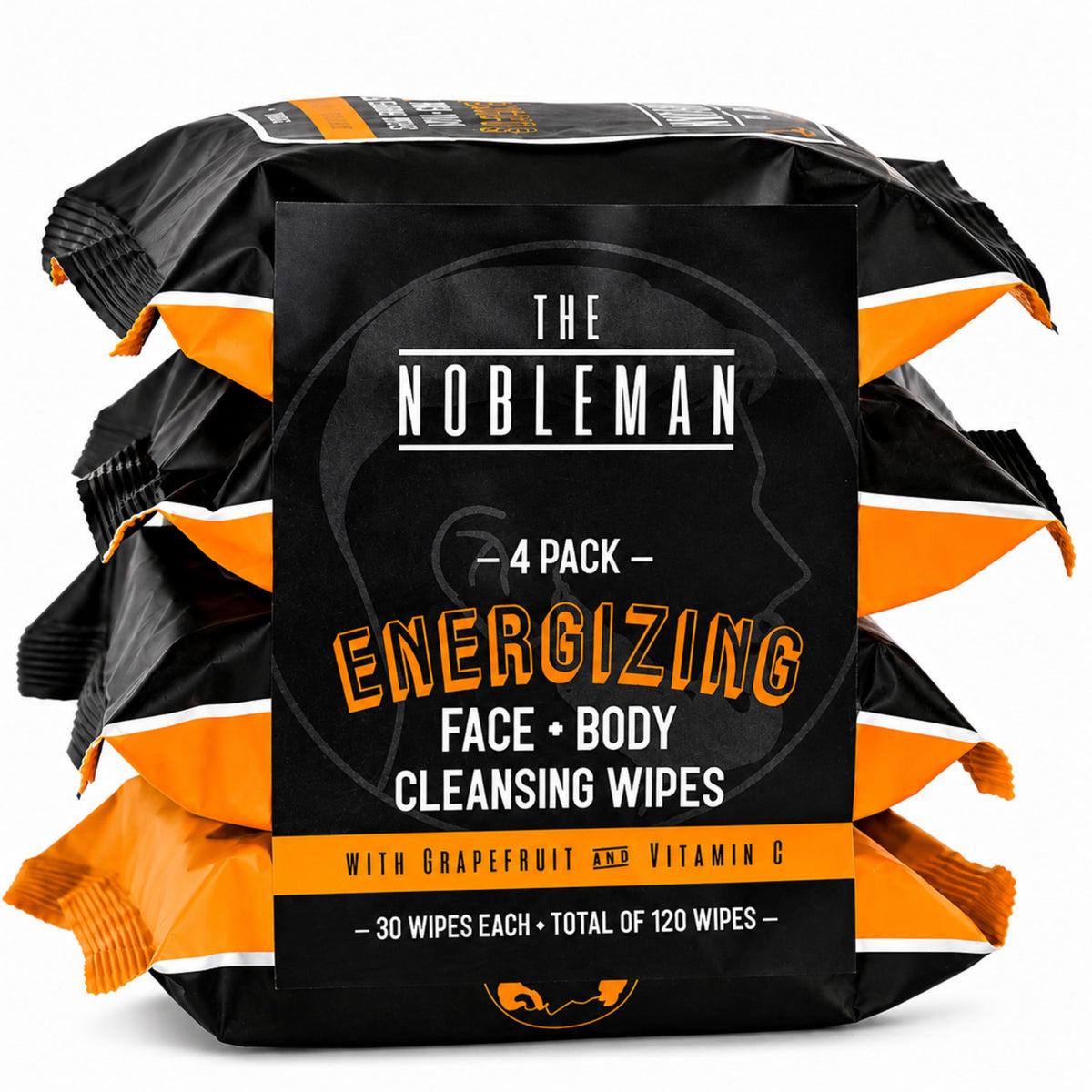 The Nobleman Energizing Cleansing Wipes 120 Ct pack front view