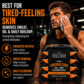 The Nobleman Energizing Cleansing Wipes open showing individual wipes