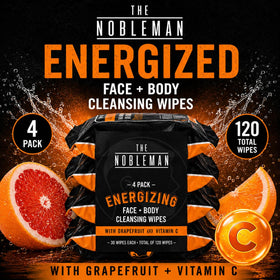 The Nobleman Energizing Cleansing Wipes with grapefruit and Vitamin C ingredients