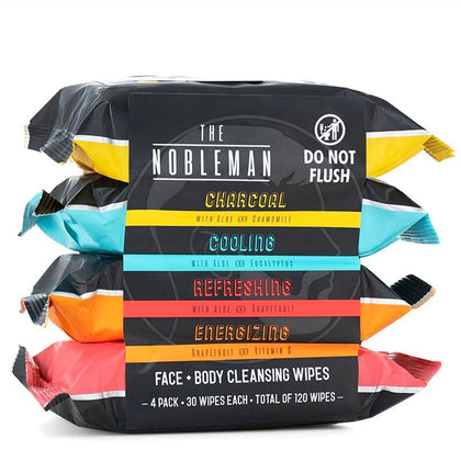 The Nobleman Face & Body Cleansing Wipes front view with packaging
