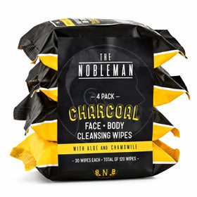 The Nobleman Men's Charcoal Cleansing Wipes 120ct front view