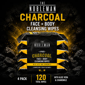 The Nobleman Men's Charcoal Cleansing Wipes packaging side view